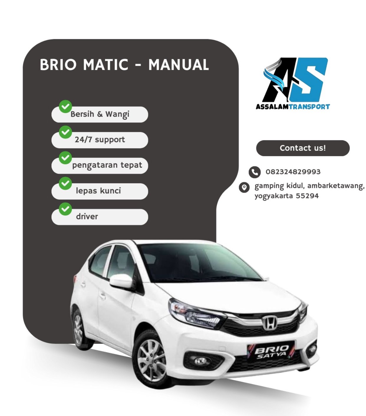 Honda Brio | Matic - Manual - sewa mobil Jogja